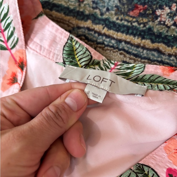 LOFT Leaf Dobby Striped Sugar Peach Shirtdress SZ 8 - Picture 6 of 8